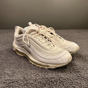 Nike Air Max 97 Sneakers Mens 8.5 Triple White Shoes Basketball Running Gym